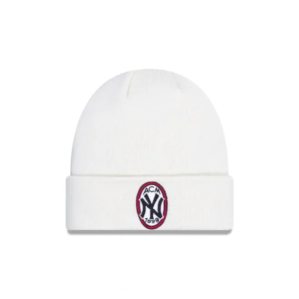 Flash Sale AC Milan x New York Yankees White Knit Beanie - KTGCaps - Baseball caps for various teams, purchased online at a discount