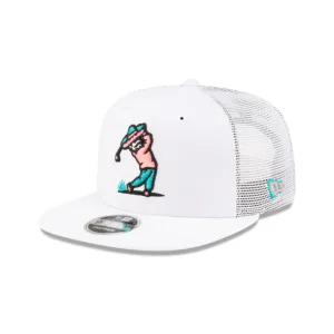 Best Sale Almigos X New Era Swingin Bandito White 9FIFTY Original Fit Trucker - KTGCaps - Baseball caps for various teams, purchased online at a discount
