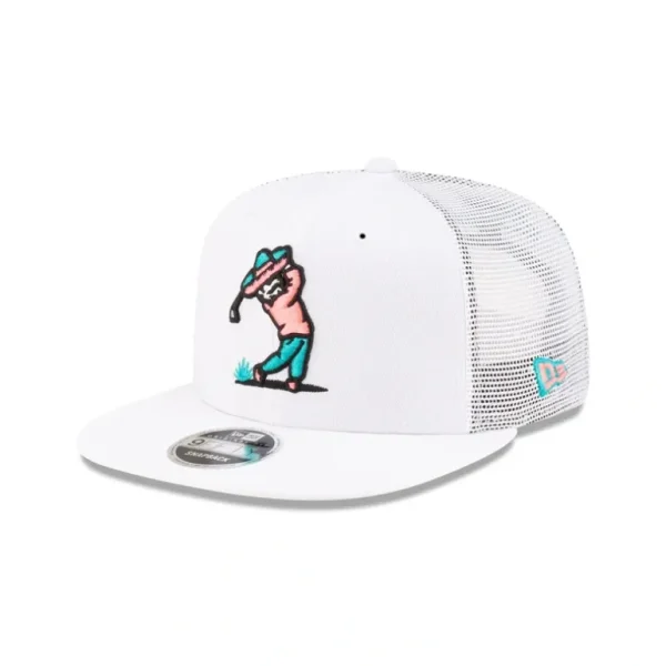 Best Sale Almigos X New Era Swingin Bandito White 9FIFTY Original Fit Trucker - KTGCaps - Baseball caps for various teams, purchased online at a discount