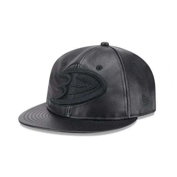 Clearance Anaheim Ducks Genuine Leather Retro Crown 9FIFTY Strapback Hat - KTGCaps - Baseball caps for various teams, purchased online at a discount