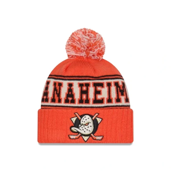 Online Anaheim Ducks Retro Pom Knit Hat - KTGCaps - Baseball caps for various teams, purchased online at a discount