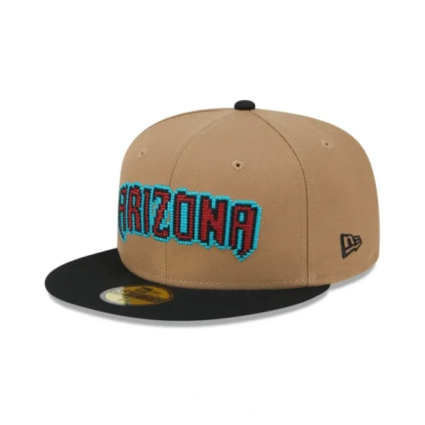 Discount Arizona Diamondbacks Classic 8Bit Wordmark 59FIFTY Fitted Hat - KTGCaps - Baseball caps for various teams, purchased online at a discount