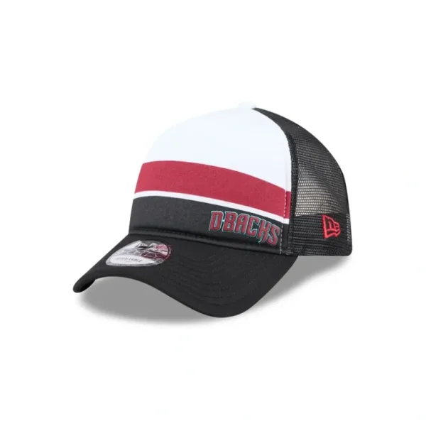 Best Sale Arizona Diamondbacks Color Block 9FORTY AFrame Trucker Snapback Hat - KTGCaps - Baseball caps for various teams, purchased online at a discount