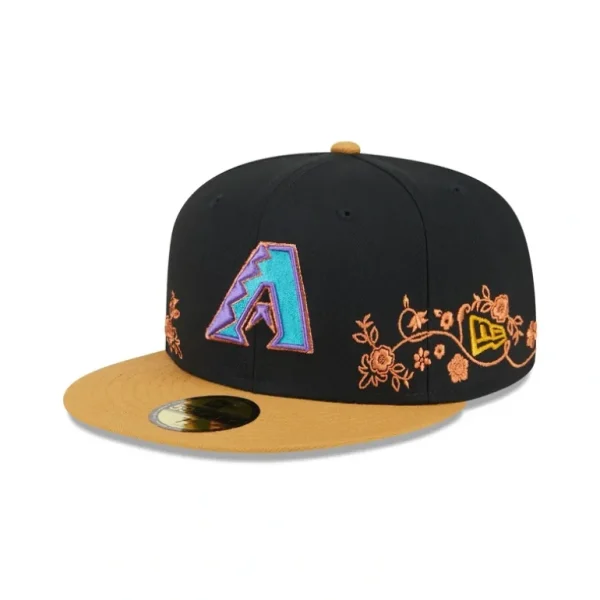 Fashion Arizona Diamondbacks Floral Vine 59FIFTY Fitted Hat - KTGCaps - Baseball caps for various teams, purchased online at a discount