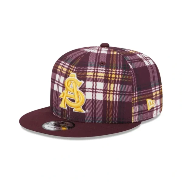 Outlet Arizona State Sun Devils Plaid 9FIFTY Snapback Hat - KTGCaps - Baseball caps for various teams, purchased online at a discount