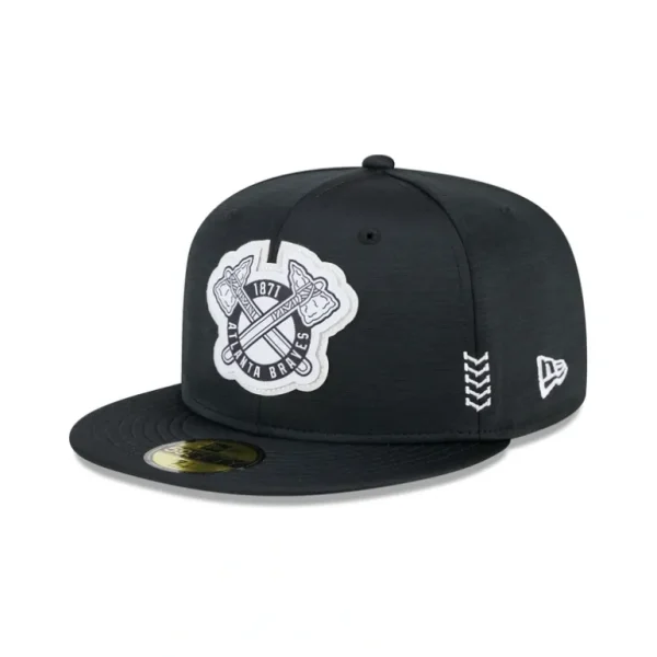Clearance Atlanta Braves 2024 Clubhouse Black 59FIFTY Fitted Hat - KTGCaps - Baseball caps for various teams, purchased online at a discount