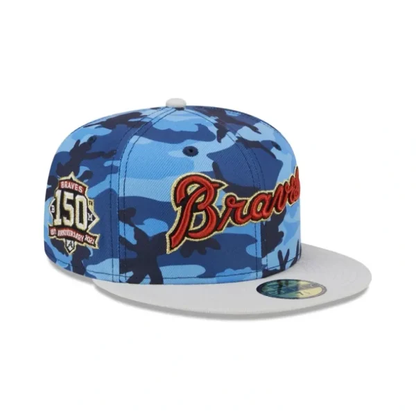 Discount Atlanta Braves Blue Camo 59FIFTY Fitted Hat - KTGCaps - Baseball caps for various teams, purchased online at a discount