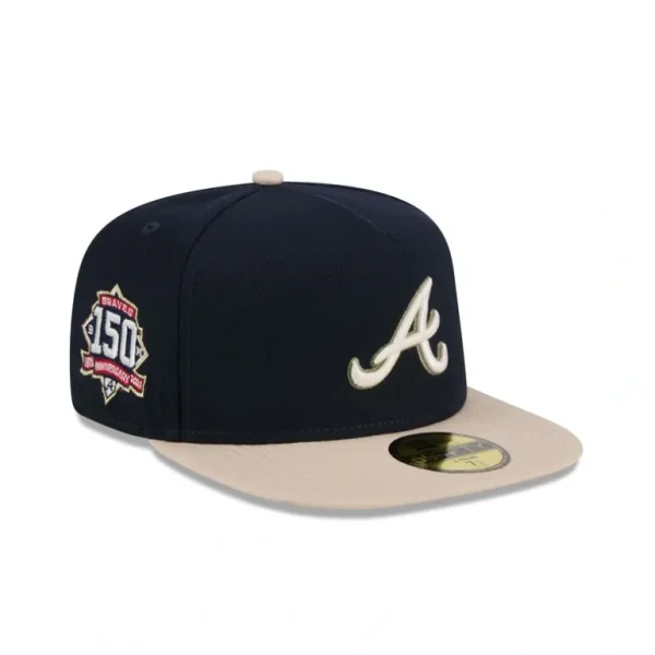Outlet Atlanta Braves Canvas 59FIFTY AFrame Fitted Hat - KTGCaps - Baseball caps for various teams, purchased online at a discount