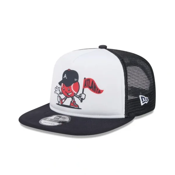 Discount Atlanta Braves Court Sport 9FIFTY AFrame Trucker Hat - KTGCaps - Baseball caps for various teams, purchased online at a discount