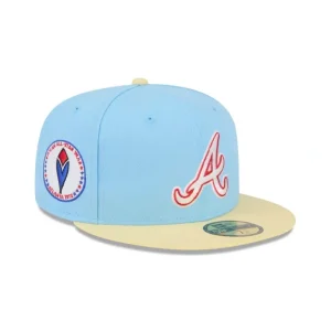 Outlet Atlanta Braves Doscientos Blue 59FIFTY Fitted Hat - KTGCaps - Baseball caps for various teams, purchased online at a discount