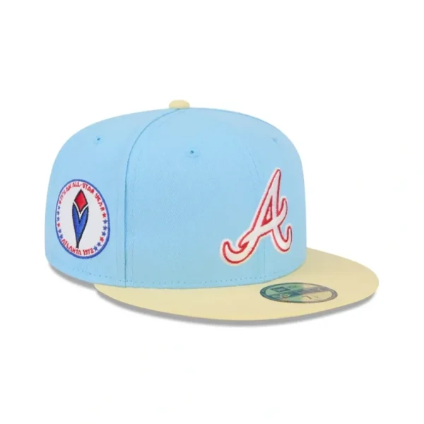 Outlet Atlanta Braves Doscientos Blue 59FIFTY Fitted Hat - KTGCaps - Baseball caps for various teams, purchased online at a discount