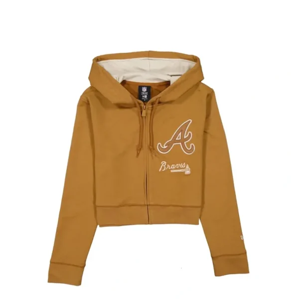 Store Atlanta Braves Light Bronze Logo Select Womens FullZip Hoodie - KTGCaps - Baseball caps for various teams, purchased online at a discount