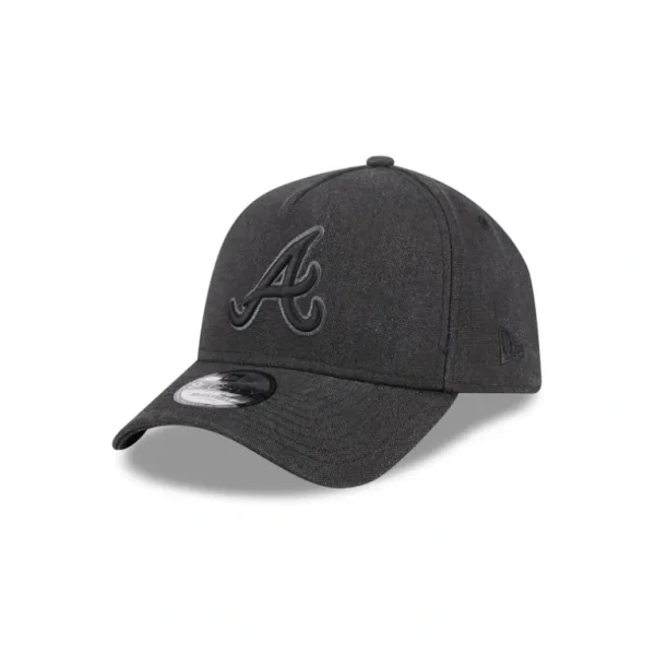 Flash Sale Atlanta Braves Logo Essentials Black 9FORTY AFrame Snapback Hat - KTGCaps - Baseball caps for various teams, purchased online at a discount