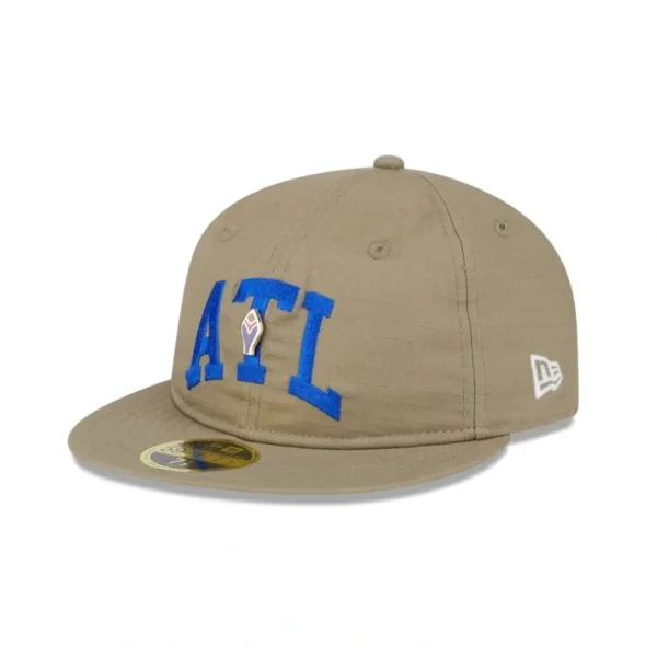Clearance Atlanta Braves Logo Pin Retro Crown 59FIFTY Fitted Hat - KTGCaps - Baseball caps for various teams, purchased online at a discount