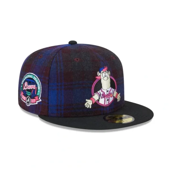 Shop Atlanta Braves Mascot Plaid 59FIFTY Fitted Hat - KTGCaps - Baseball caps for various teams, purchased online at a discount