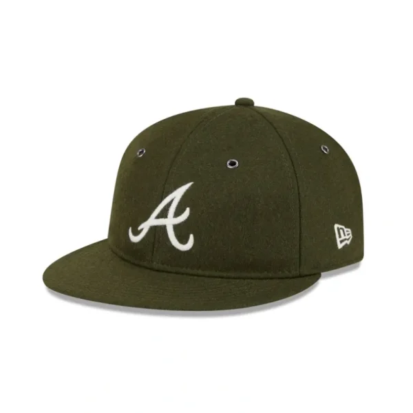 Online Atlanta Braves New Olive Wool Retro Crown 9FIFTY Adjustable Hat - KTGCaps - Baseball caps for various teams, purchased online at a discount