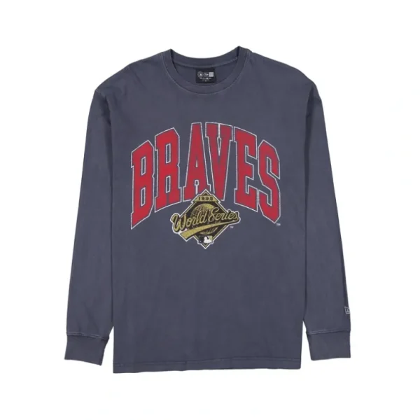 Outlet Atlanta Braves Oversized Essentials Long Sleeve TShirt - KTGCaps - Baseball caps for various teams, purchased online at a discount
