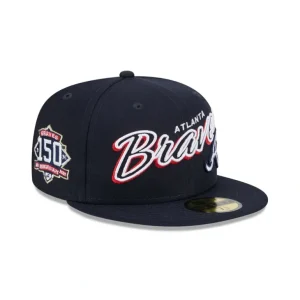 New Atlanta Braves Script Sided 59FIFTY Fitted Hat - KTGCaps - Baseball caps for various teams, purchased online at a discount