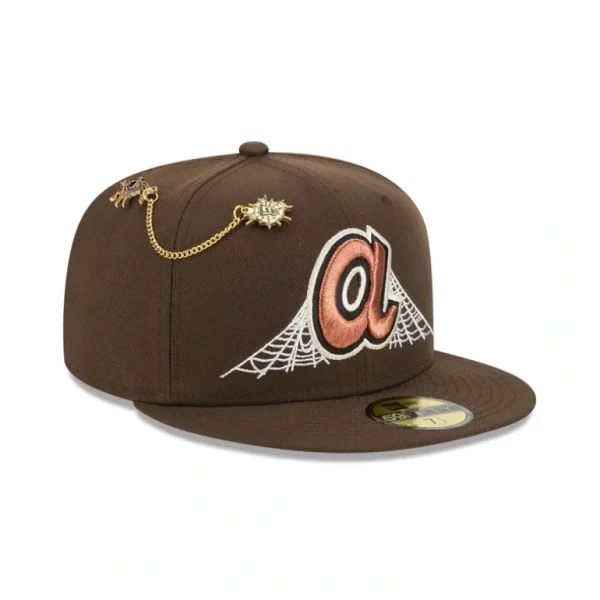 Discount Atlanta Braves Spider Pin 59FIFTY Fitted Hat - KTGCaps - Baseball caps for various teams, purchased online at a discount