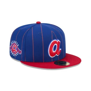 New Atlanta Braves Throwback Pinstripe 59FIFTY Fitted Hat - KTGCaps - Baseball caps for various teams, purchased online at a discount