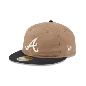 New Atlanta Braves Wax Canvas Retro Crown 59FIFTY Fitted Hat - KTGCaps - Baseball caps for various teams, purchased online at a discount