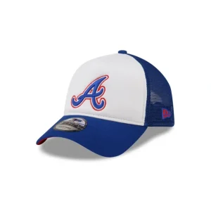 Best Atlanta Braves White Crown 9FORTY AFrame Trucker Hat - KTGCaps - Baseball caps for various teams, purchased online at a discount