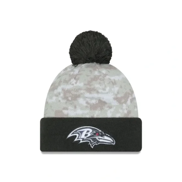 Outlet Baltimore Ravens 2024 Salute to Service Pom Knit Hat - KTGCaps - Baseball caps for various teams, purchased online at a discount