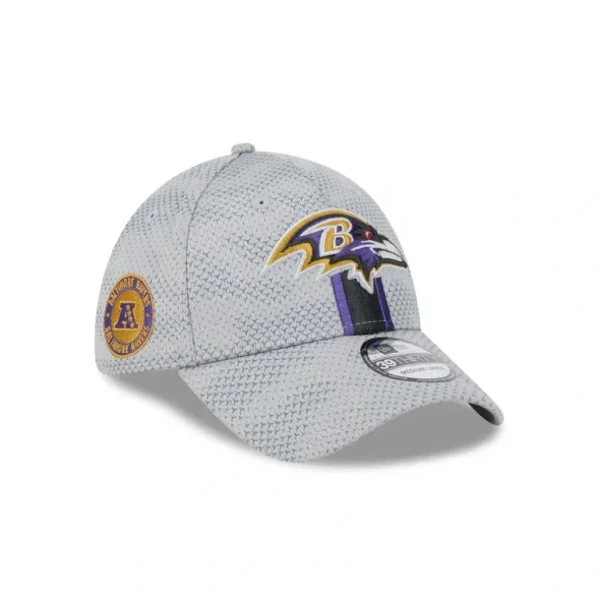 Sale Baltimore Ravens 2024 Sideline Gray 39THIRTY Stretch Fit Hat - KTGCaps - Baseball caps for various teams, purchased online at a discount