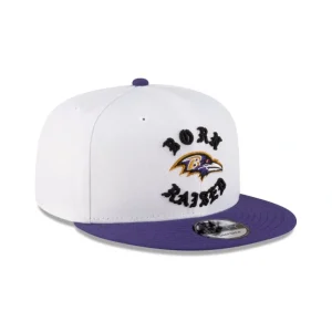 Best Sale Born x Raised Baltimore Ravens White 9FIFTY Snapback - KTGCaps - Baseball caps for various teams, purchased online at a discount