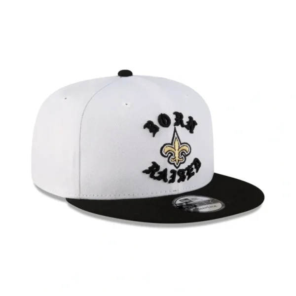 Store Born x Raised New Orleans Saints White 9FIFTY Snapback - KTGCaps - Baseball caps for various teams, purchased online at a discount