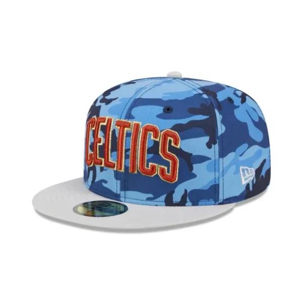 Store Boston Celtics Blue Camo 59FIFTY Fitted Hat - KTGCaps - Baseball caps for various teams, purchased online at a discount