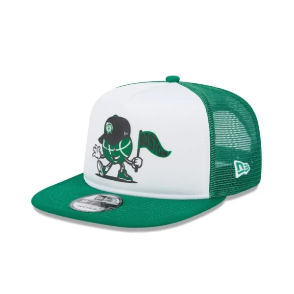 Discount Boston Celtics Court Sport 9FIFTY AFrame Trucker Hat - KTGCaps - Baseball caps for various teams, purchased online at a discount