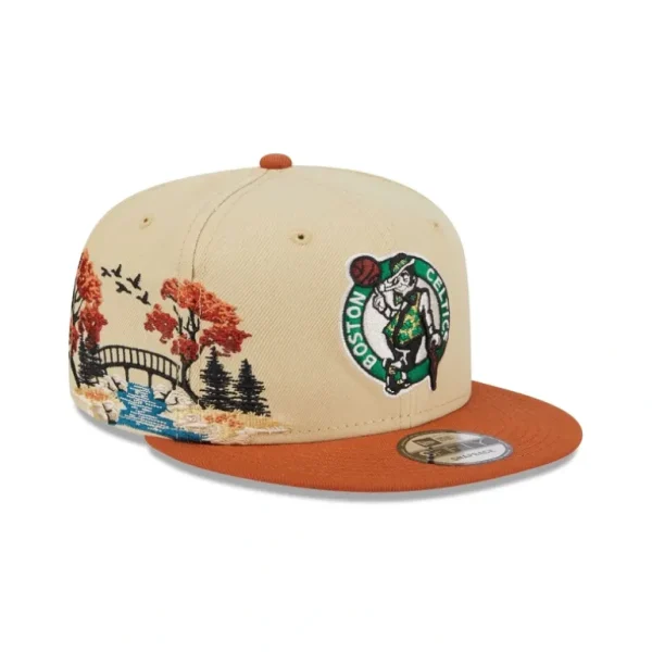 Best Boston Celtics Fall Landscape 9FIFTY Snapback Hat - KTGCaps - Baseball caps for various teams, purchased online at a discount