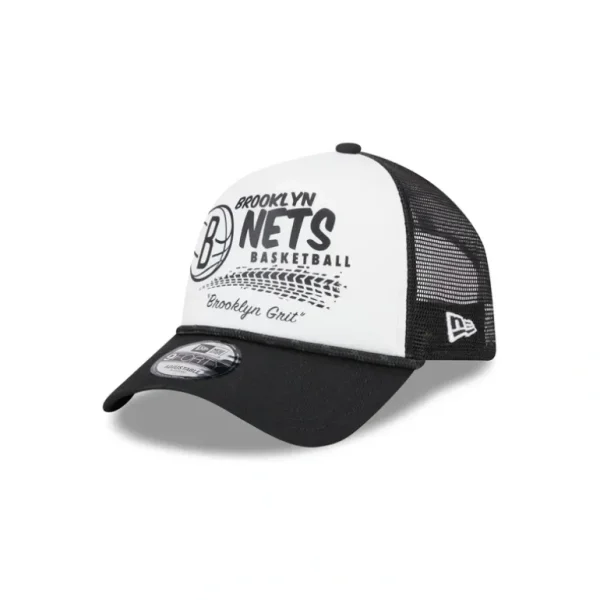 Online Brooklyn Nets 2024 Rally Drive White 9FORTY AFrame Trucker Hat - KTGCaps - Baseball caps for various teams, purchased online at a discount