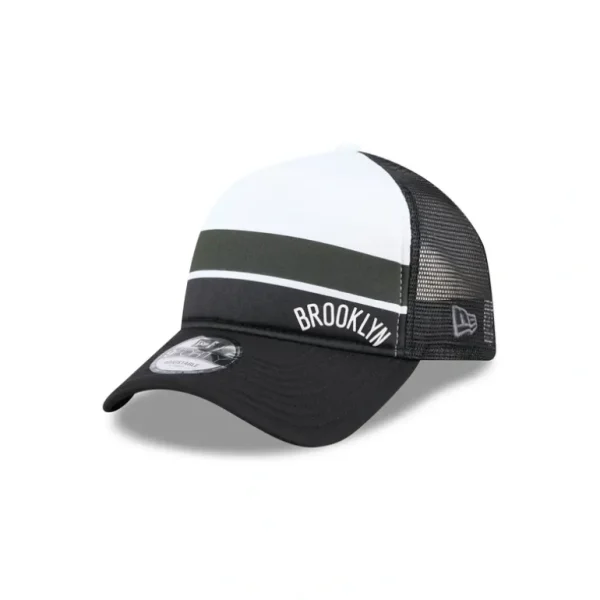 Shop Brooklyn Nets Color Block 9FORTY AFrame Trucker Snapback Hat - KTGCaps - Baseball caps for various teams, purchased online at a discount