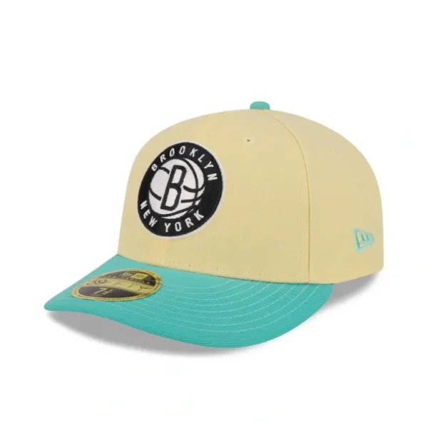 Shop Brooklyn Nets Soft Yellow Low Profile 59FIFTY Fitted Hat - KTGCaps - Baseball caps for various teams, purchased online at a discount