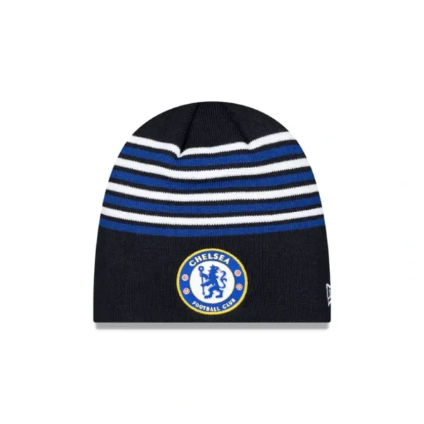 Online Chelsea FC Lion Crest Stripe Blue Knit Beanie Hat - KTGCaps - Baseball caps for various teams, purchased online at a discount