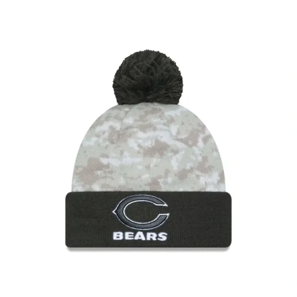 Sale Chicago Bears 2024 Salute to Service Pom Knit Hat - KTGCaps - Baseball caps for various teams, purchased online at a discount