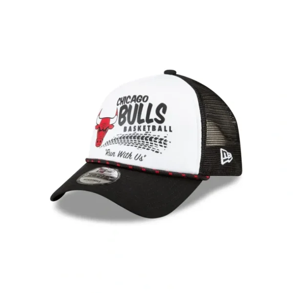 Store Chicago Bulls 2024 Rally Drive White 9FORTY AFrame Trucker Hat - KTGCaps - Baseball caps for various teams, purchased online at a discount