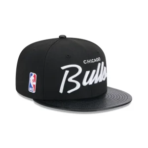 Best Sale Chicago Bulls Faux Leather Visor 9FIFTY Snapback Hat - KTGCaps - Baseball caps for various teams, purchased online at a discount