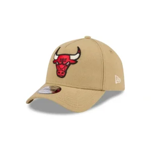 Best Chicago Bulls Logo Essentials Khaki 9FORTY AFrame Snapback Hat - KTGCaps - Baseball caps for various teams, purchased online at a discount