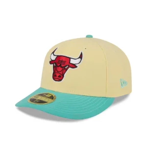 Shop Chicago Bulls Soft Yellow Low Profile 59FIFTY Fitted Hat - KTGCaps - Baseball caps for various teams, purchased online at a discount