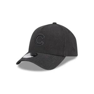 New Chicago Cubs Logo Essentials Black 9FORTY AFrame Snapback Hat - KTGCaps - Baseball caps for various teams, purchased online at a discount