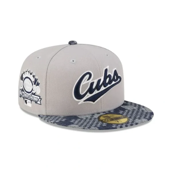 Best Chicago Cubs Pattern Denim 59FIFTY Fitted Hat - KTGCaps - Baseball caps for various teams, purchased online at a discount