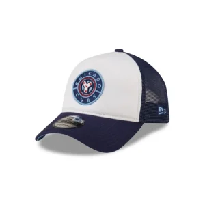 Best Sale Chicago Cubs White Crown 9FORTY AFrame Trucker Hat - KTGCaps - Baseball caps for various teams, purchased online at a discount