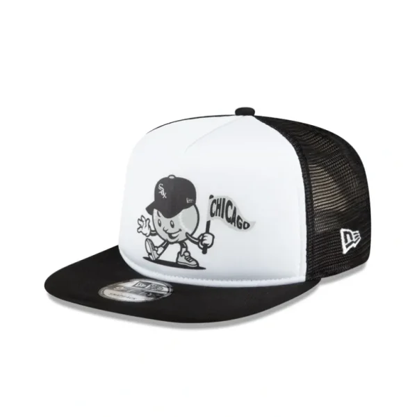 Best Sale Chicago White Sox Court Sport 9FIFTY AFrame Trucker Hat - KTGCaps - Baseball caps for various teams, purchased online at a discount