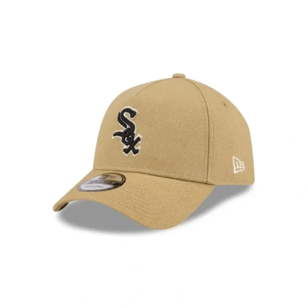 New Chicago White Sox Logo Essentials Khaki 9FORTY AFrame Snapback Hat - KTGCaps - Baseball caps for various teams, purchased online at a discount