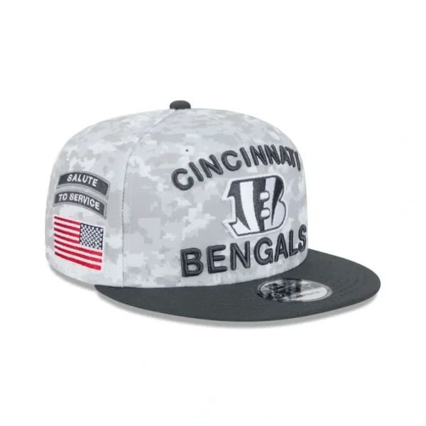 Best Sale Cincinnati Bengals 2024 Salute to Service 9FIFTY Snapback Hat - KTGCaps - Baseball caps for various teams, purchased online at a discount
