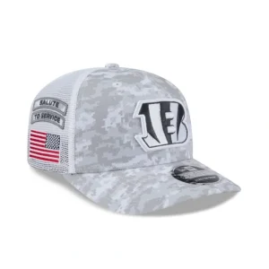 Online Cincinnati Bengals 2024 Salute to Service 9SEVENTY Trucker Hat - KTGCaps - Baseball caps for various teams, purchased online at a discount