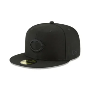 Online Cincinnati Reds Blackout Basic 59FIFTY Fitted Hat - KTGCaps - Baseball caps for various teams, purchased online at a discount